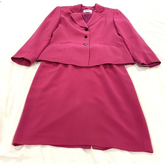 Kasper Women's Petite Pink Long Sleeve Button Front Skirt Suit Size 6P - Picture 13 of 13